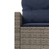 vidaXL Garden Sofa with Table and Cushions Half-Round Grey Poly Rattan