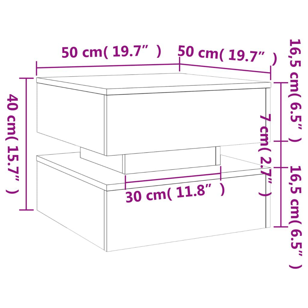 vidaXL Coffee Table with LED Lights Black 50x50x40 cm