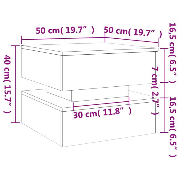vidaXL Coffee Table with LED Lights Black 50x50x40 cm