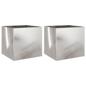 vidaXL Planters 2 pcs Silver 42x40x39 cm Stainless Steel