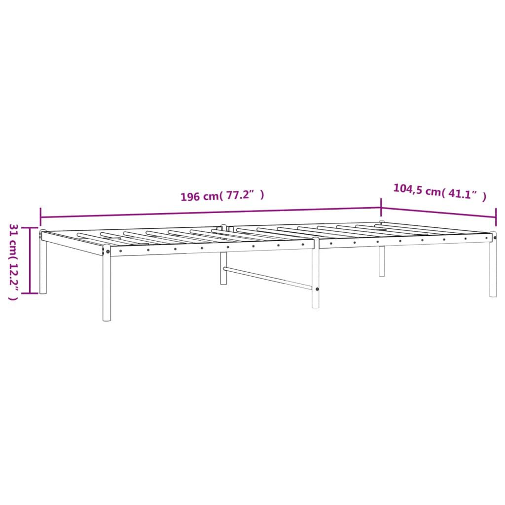 vidaXL Metal Bed Frame without Mattress White 100x190cm