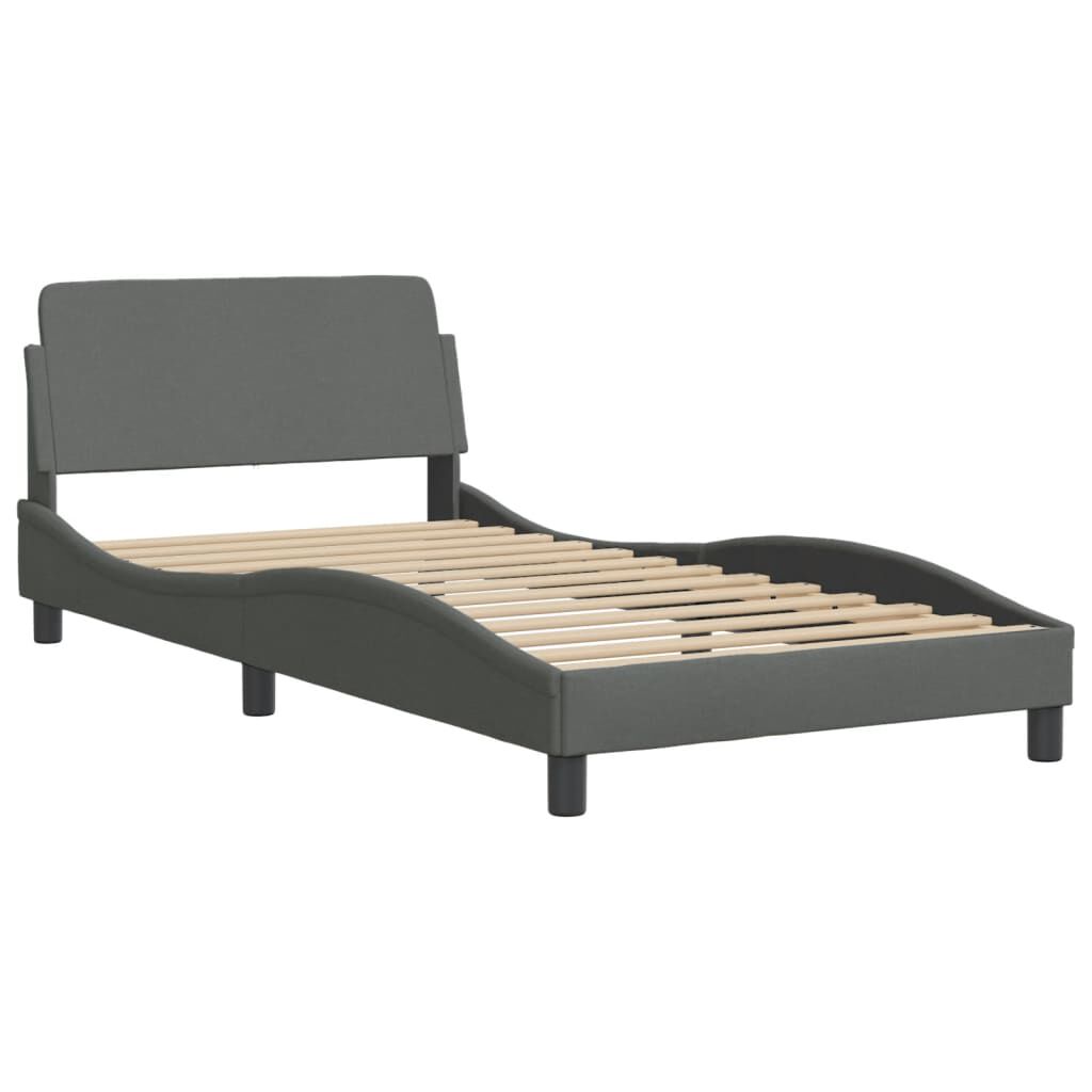 vidaXL Bed Frame without Mattress Dark Grey 100x190 cm Fabric