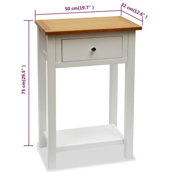 vidaXL End Table 50x32x75 cm Solid Oak Wood