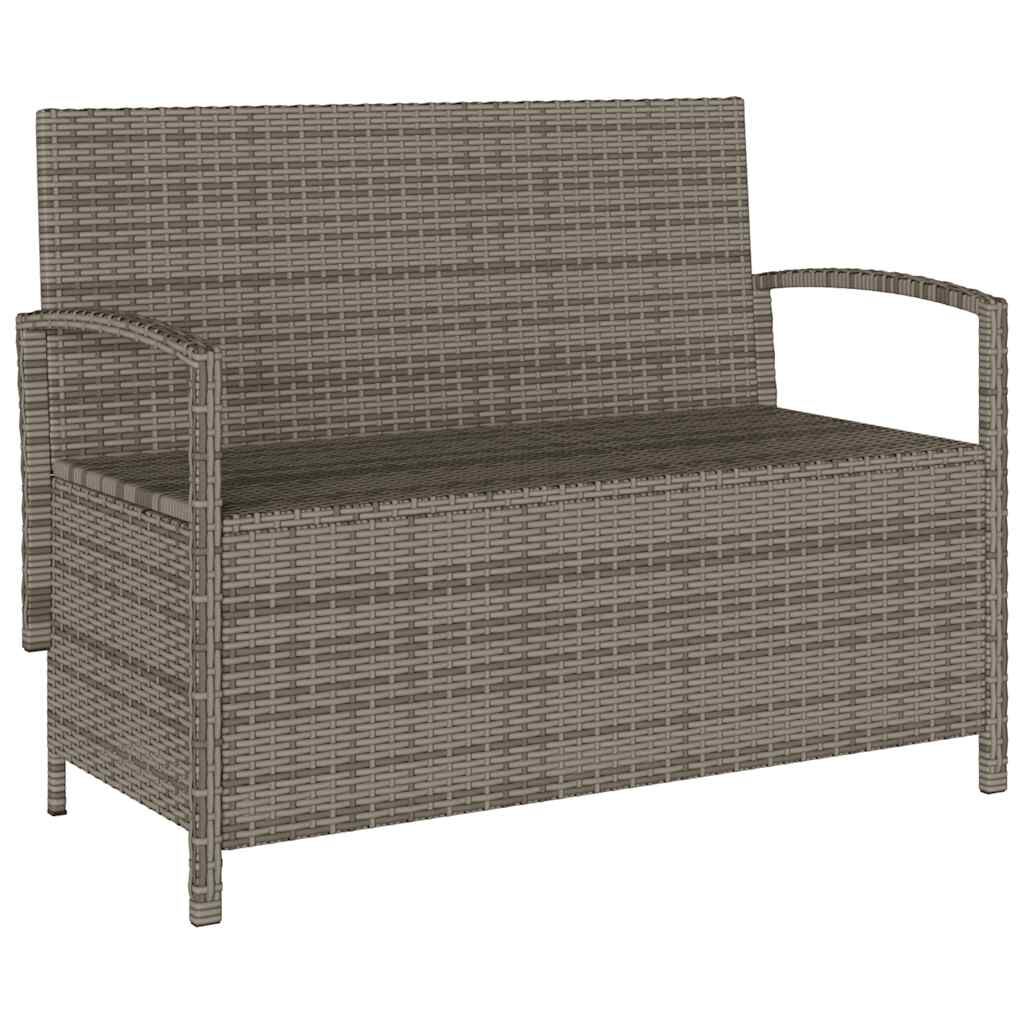 vidaXL Garden Storage Bench with Cushion Grey Poly Rattan