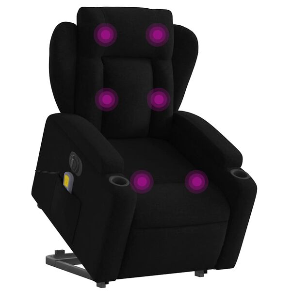 vidaXL Electric Stand up Massage Recliner Chair Black Fabric