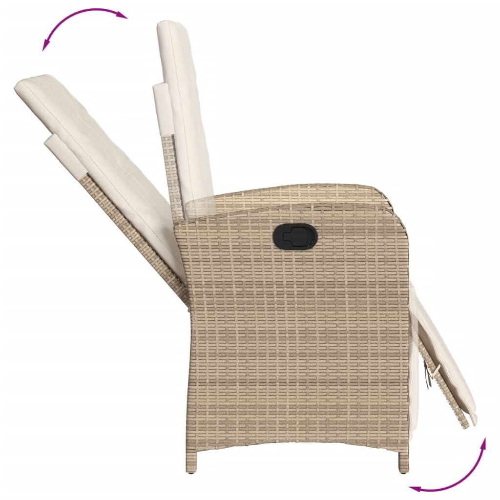 vidaXL 7 Piece Garden Dining Set with Cushions Beige Poly Rattan