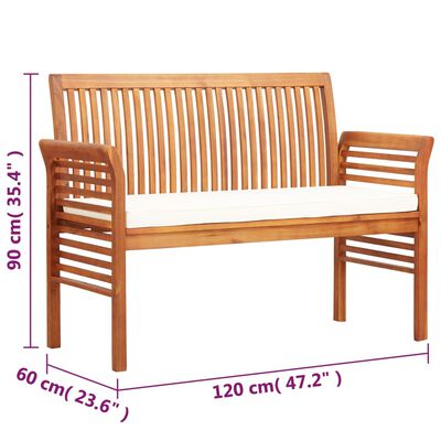 vidaXL 2-Seater Garden Bench with Cushion 120 cm Solid Wood Acacia