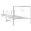 vidaXL Metal Bed Frame without Mattress with Footboard White 100x190cm