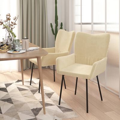 vidaXL Dining Chairs 2 pcs Cream Velvet