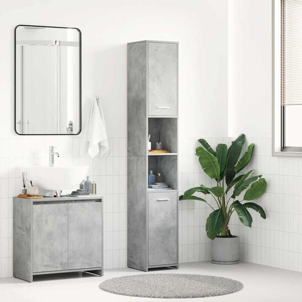 vidaXL Bathroom Cabinet Concrete Grey 30x30x183.5 cm Engineered Wood
