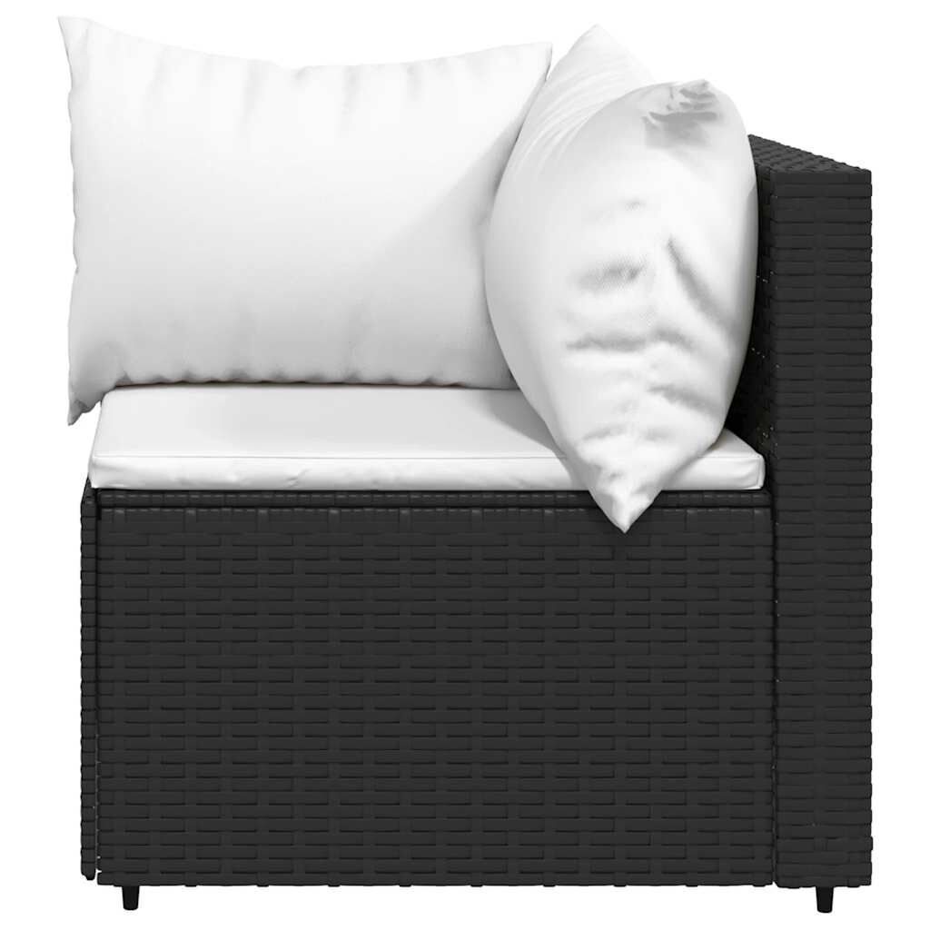 vidaXL 4 Piece Garden Lounge Set with Cushions Black Poly Rattan