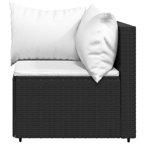 vidaXL 4 Piece Garden Lounge Set with Cushions Black Poly Rattan