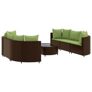 vidaXL 7 Piece Garden Sofa Set with Cushions Brown Poly Rattan