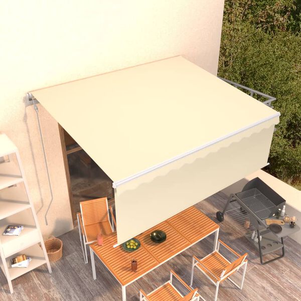 vidaXL Automatic Retractable Awning with Blind 4x3m Cream
