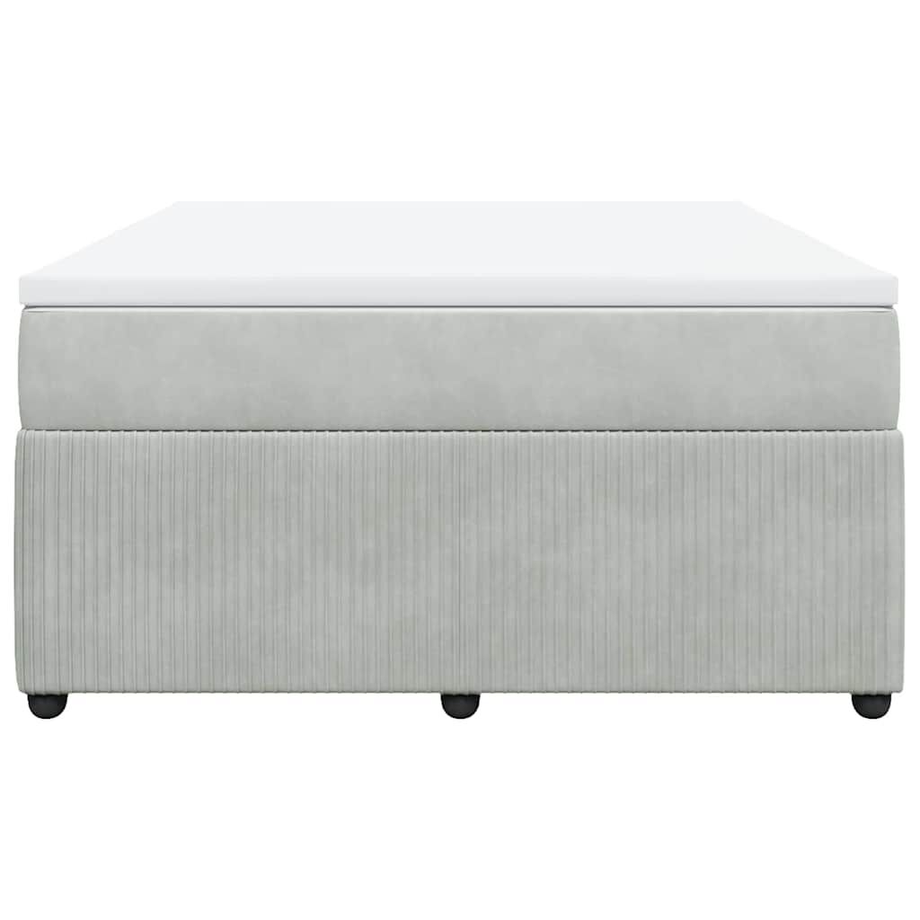 vidaXL Box Spring Bed with Mattress Light Grey Queen Velvet