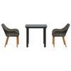 vidaXL Garden Dining Set with Cushion 3 pcs Grey Poly Rattan