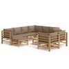 vidaXL 10 Piece Garden Lounge Set with Taupe Cushions Bamboo