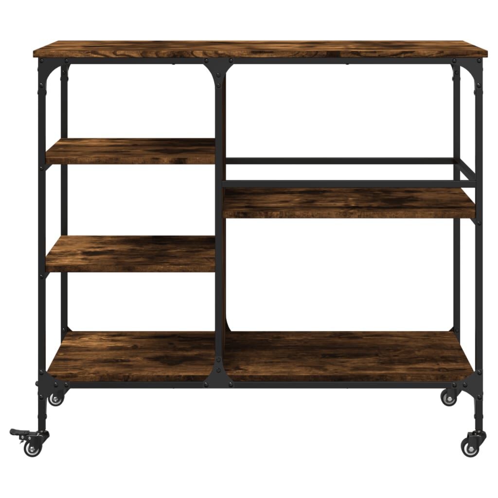 vidaXL Kitchen Trolley Smoked Oak 100x45x89.5 cm Engineered Wood