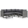 vidaXL 6 Piece Garden Lounge Set with Cushions Poly Rattan Grey