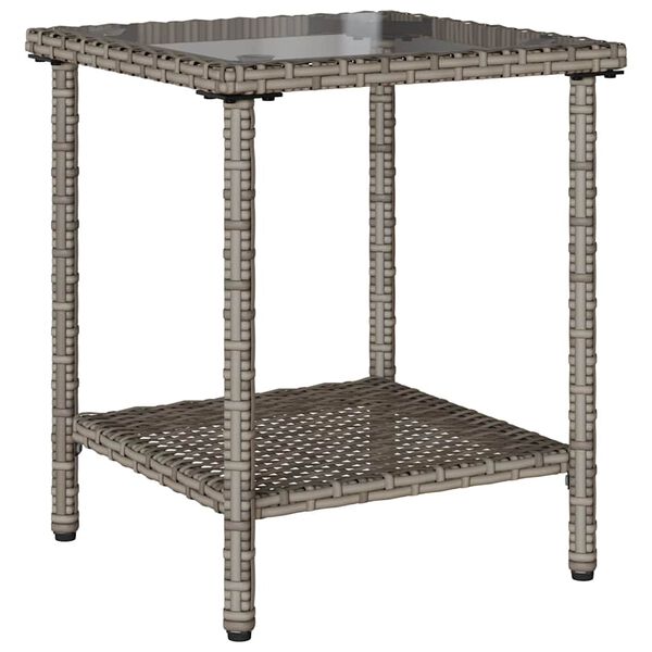 vidaXL Garden Sofa with Table&Cushions L-shaped Grey Poly Rattan