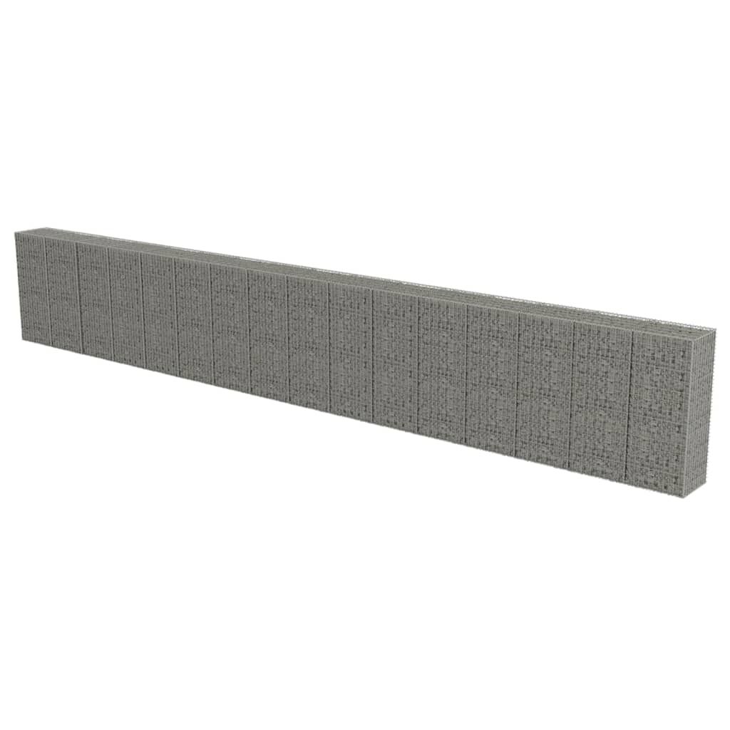 vidaXL Gabion Wall with Covers Galvanised Steel 900x50x150 cm