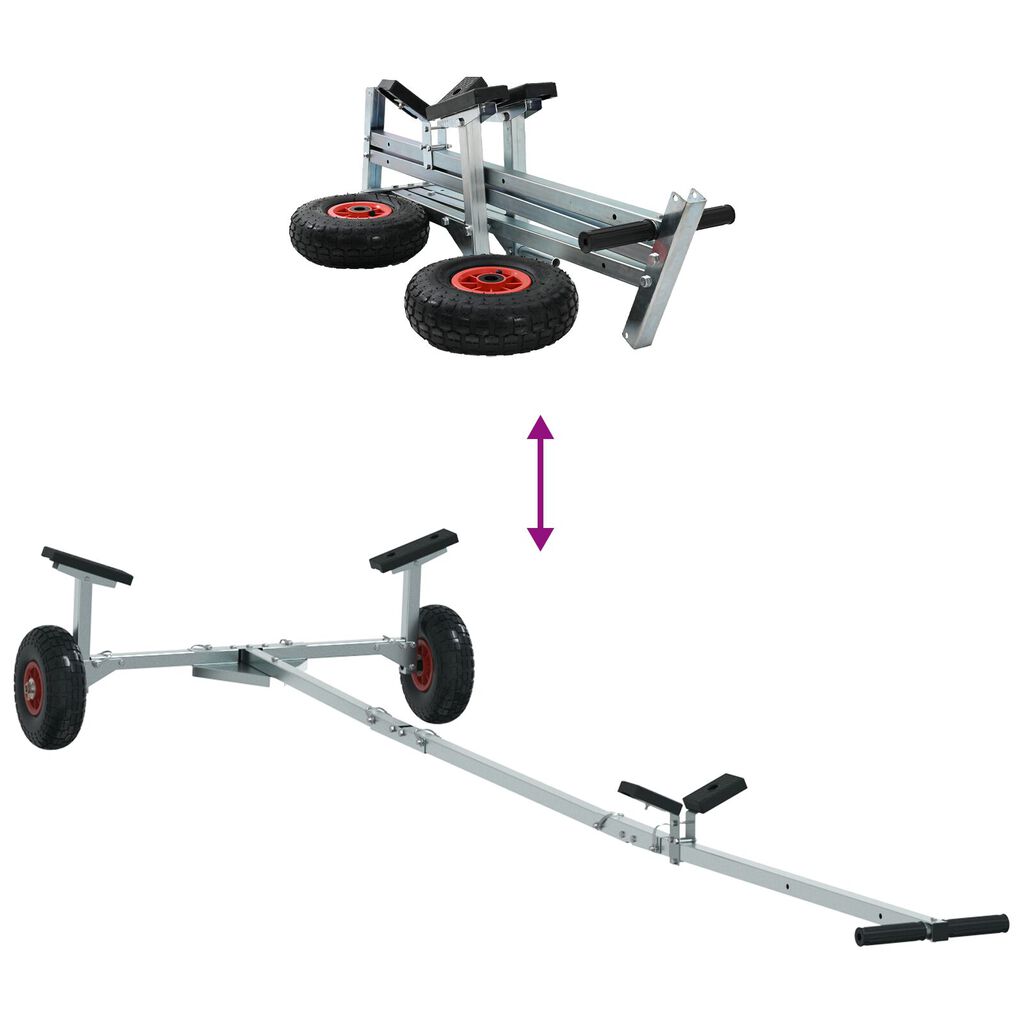 vidaXL Boat Trailer with 2 Wheels, Foldable and Adjustable, 160 kg Steel