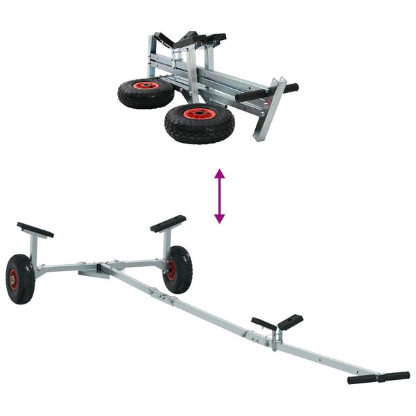 vidaXL Boat Trailer with 2 Wheels, Foldable and Adjustable, 160 kg Steel