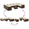vidaXL 9 Piece Garden Sofa Set with Cushions Brown Poly Rattan