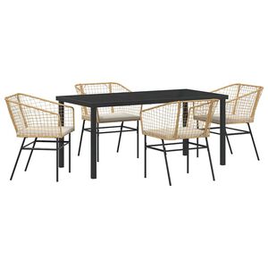 vidaXL Garden Dining Set 5 pcs Brown Poly Rattan