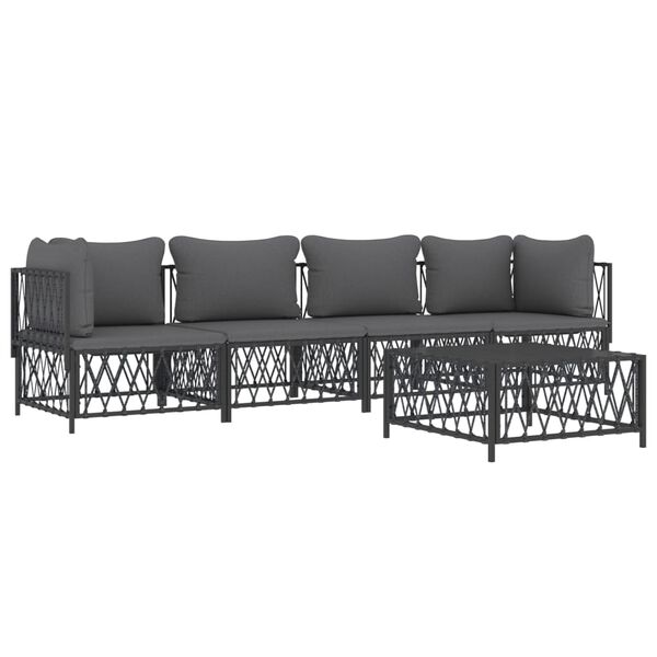 vidaXL 5 Piece Garden Lounge Set with Cushions Anthracite Steel
