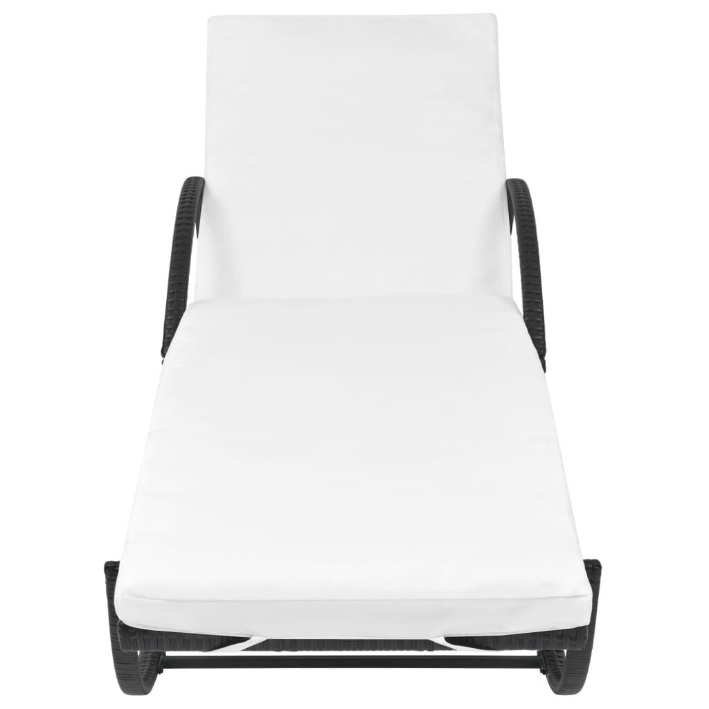 vidaXL Sun Lounger with Cushion & Table Poly Rattan Black