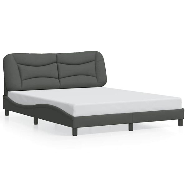 vidaXL Bed Frame without Mattress "Hvar" Dark Grey 152x203 cm Queen Fabric