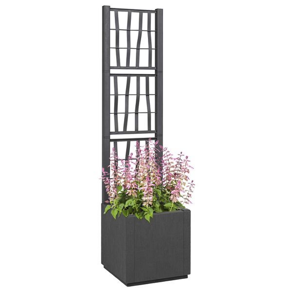 vidaXL Dark Grey Garden Planter with Trellis - 36x36x140 cm