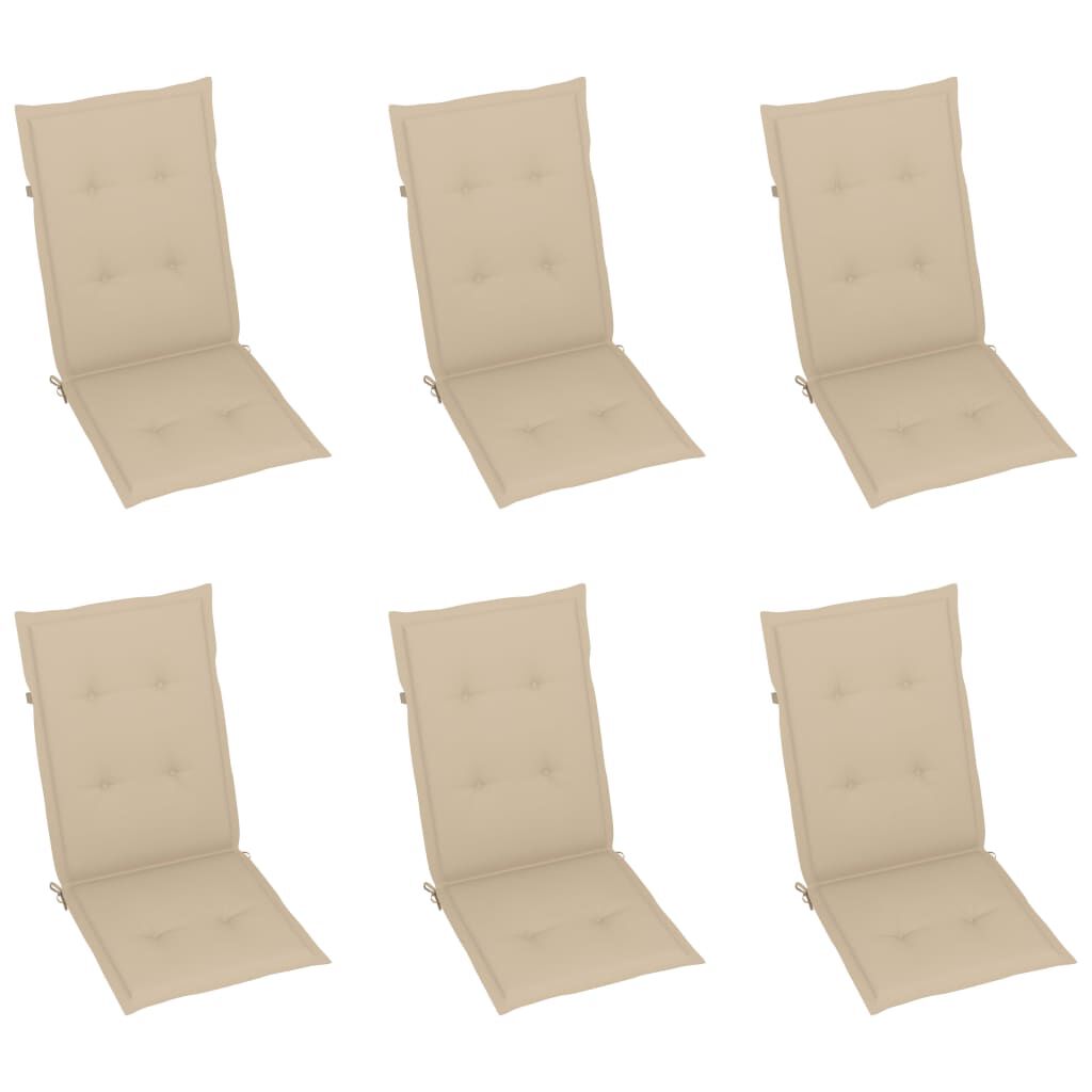 vidaXL Folding Garden Chairs 6 pcs with Cushions Solid Acacia Wood