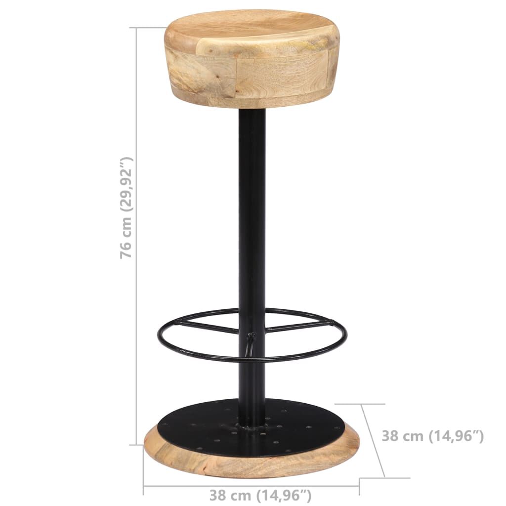 vidaXL Bar Chairs 2 pcs Solid Mango Wood