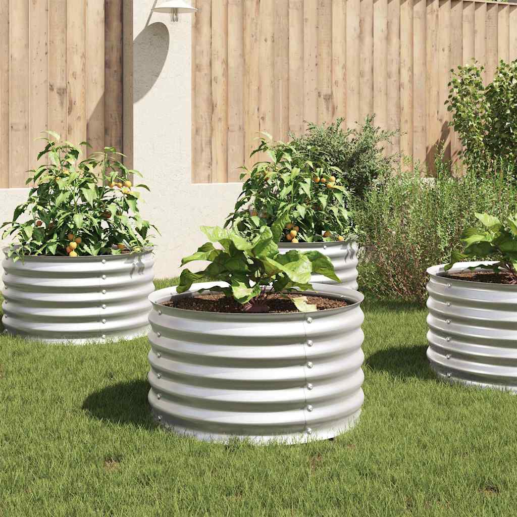 vidaXL Garden Raised Bed 80x80x44 cm Galvanised Steel Silver