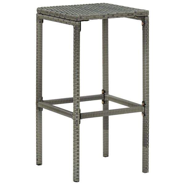 vidaXL 3 Piece Garden Bar Set with Cushions Poly Rattan Grey