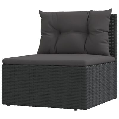 vidaXL 9 Piece Outdoor Sofa Set with Cushions Black Poly Rattan