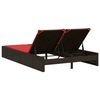vidaXL Double Sun Lounger with Cushions Brown Poly Rattan