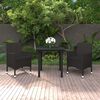 vidaXL 3 Piece Garden Dining Set Poly Rattan and Glass