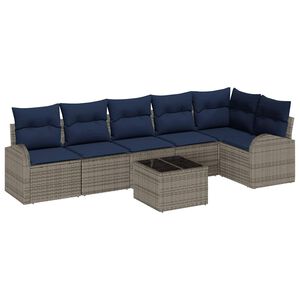 vidaXL Garden Sofa Set Grey Poly Rattan
