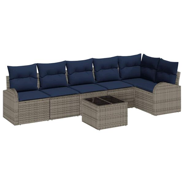 vidaXL Garden Sofa Set Grey Poly Rattan