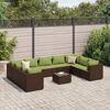 vidaXL 10 Piece Garden Lounge Set with Cushions Brown Poly Rattan