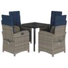 vidaXL 5 Piece Garden Dining Set with Cushions Grey Poly Rattan