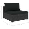 vidaXL 11 Piece Garden Lounge Set with Cushions Poly Rattan Black
