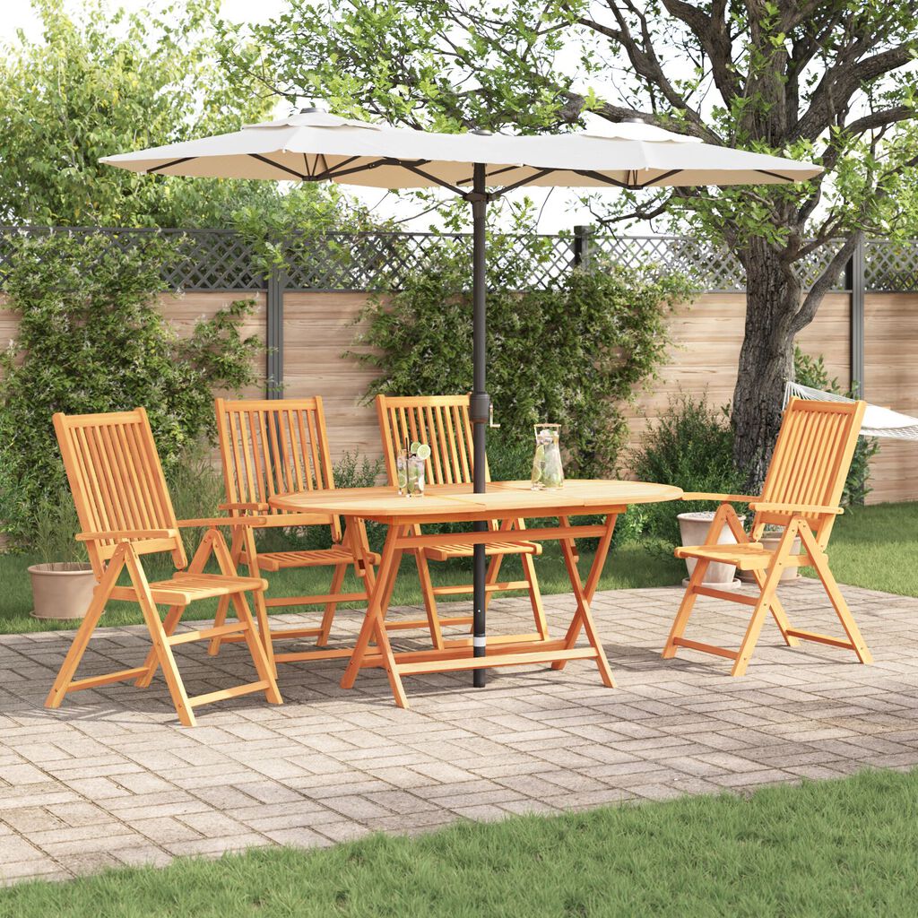vidaXL Outdoor Dining Set Set of 5 Natural Wood Solid Acacia Wood