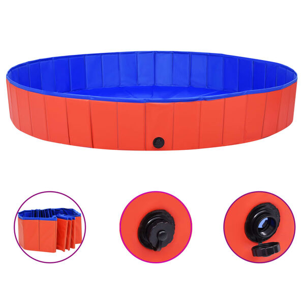 vidaXL Foldable Dog Swimming Pool Red 200x30 cm PVC