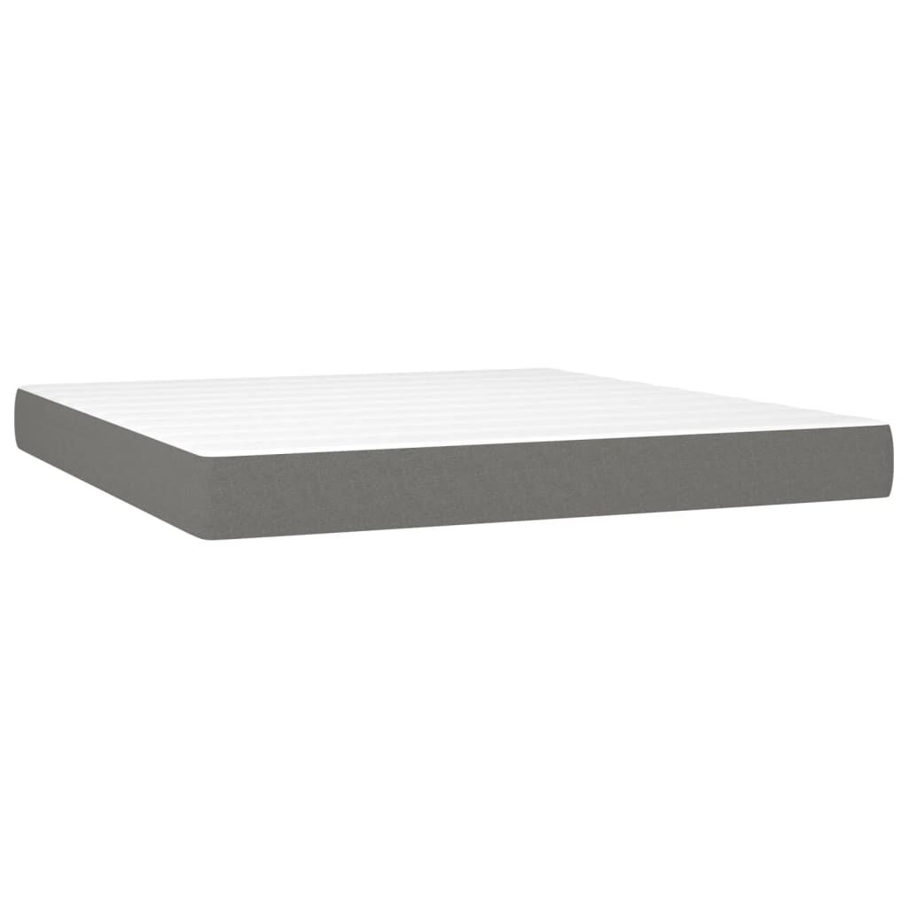 vidaXL Box Spring Bed with Mattress Dark Grey 193x203 cm King Fabric