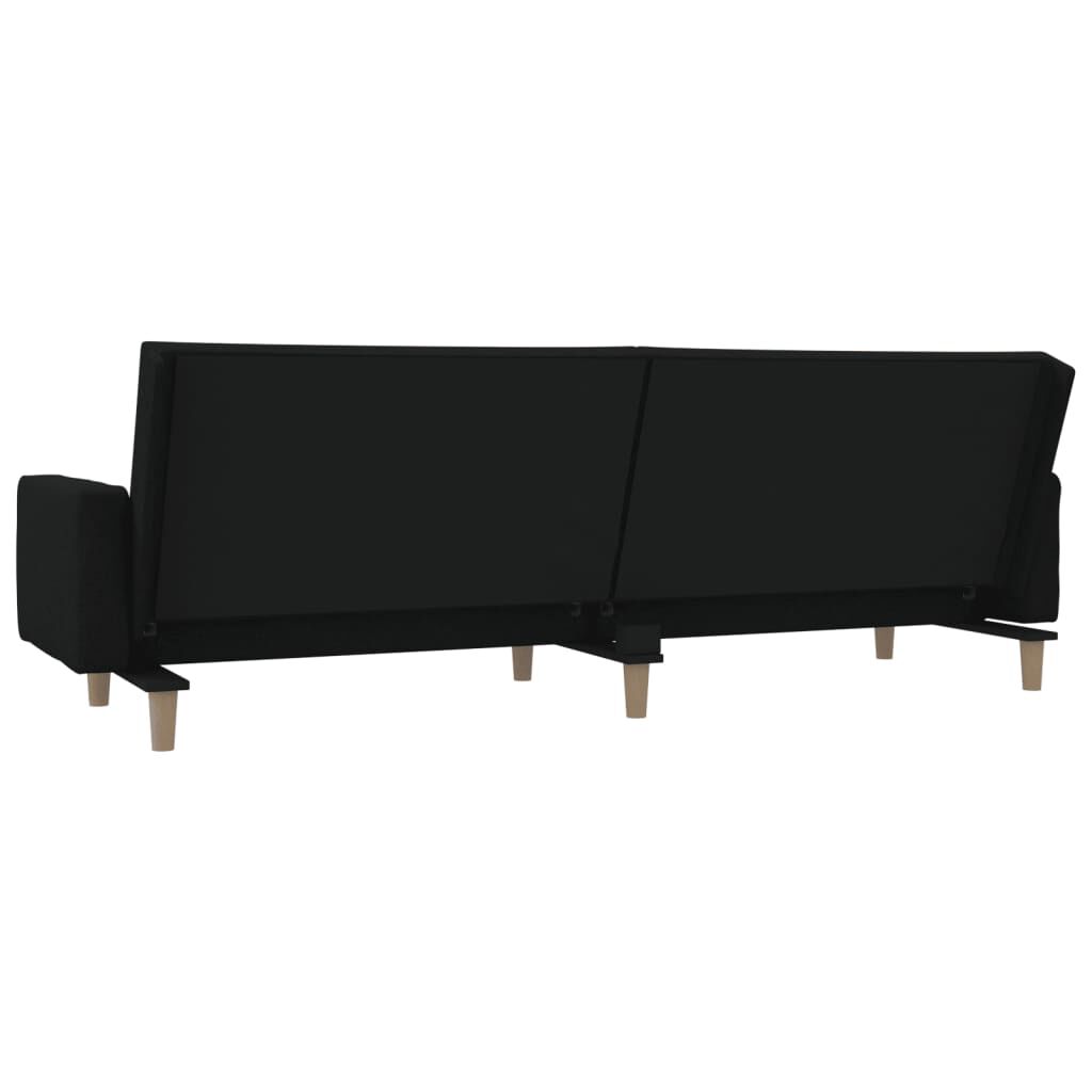 vidaXL 2-Seater Sofa Bed with Two Pillows Black Fabric
