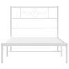 vidaXL Metal Bed Frame without Mattress with Headboard White 100x190cm
